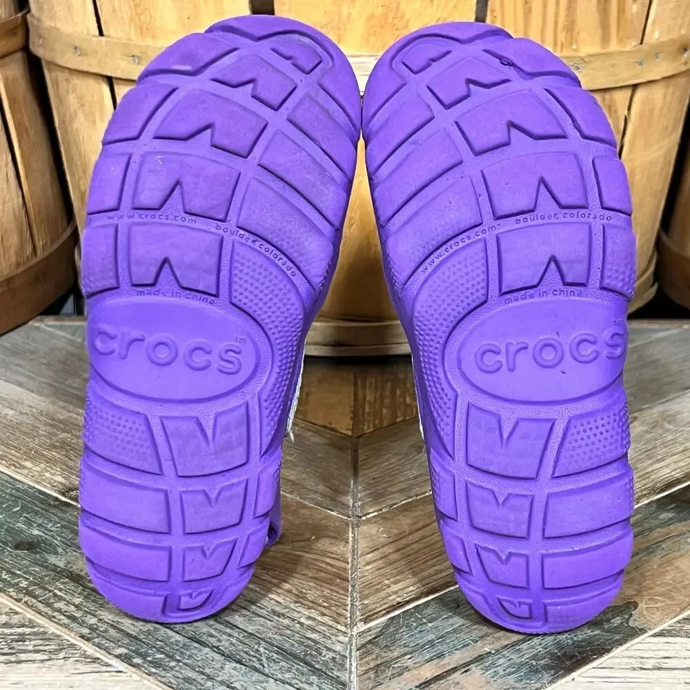 Crocs Micah II Purple Pink Perf Fabric Foam Rubber Sandals Little Girls Size 12